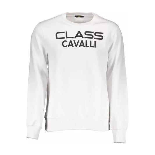 Cavalli Class White Cotton Men Sweater Cavalli Class