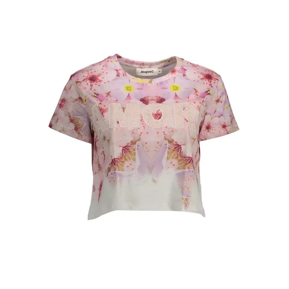 Desigual Pink Cotton Tops & T-Shirt