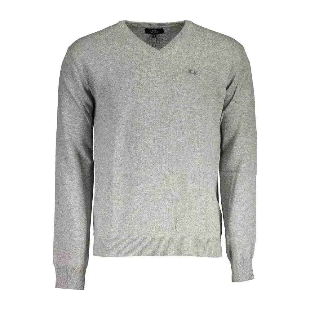 La Martina Gray Wool Men Sweater La Martina