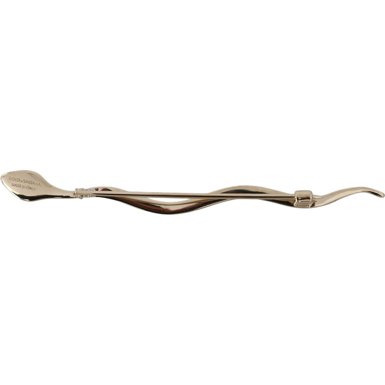 Dolce & Gabbana Silver Brass Crystal Spilla Serpente Brooch Pin