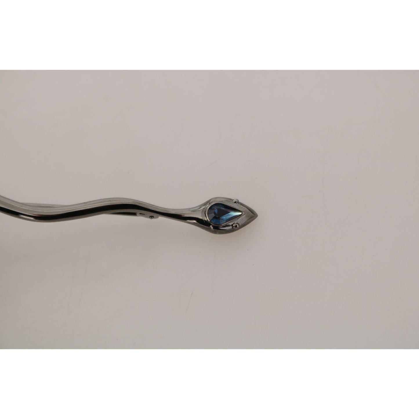 Dolce & Gabbana Silver Brass Crystal Spilla Serpente Brooch Pin