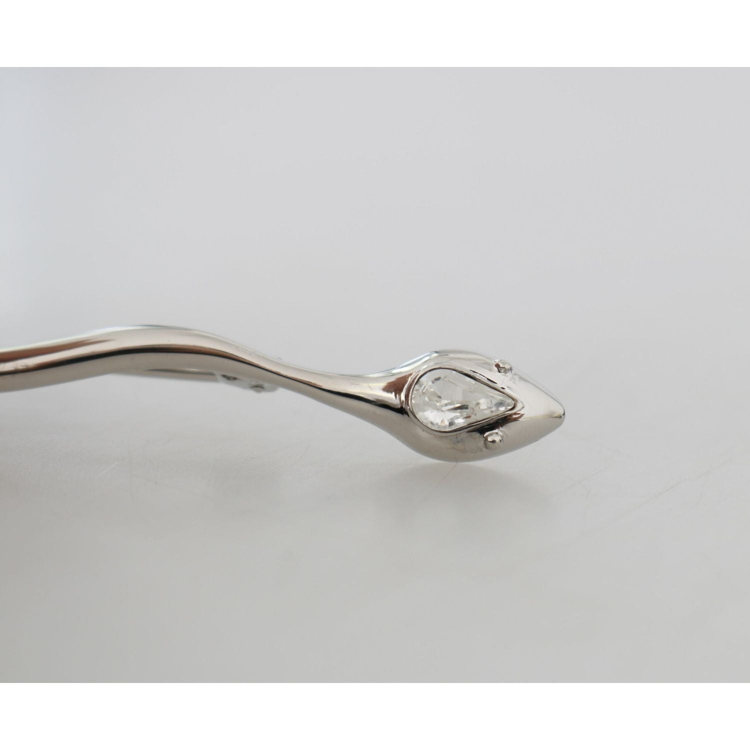 Dolce & Gabbana Silver Brass Crystal Spilla Serpente Mens Brooch Pin