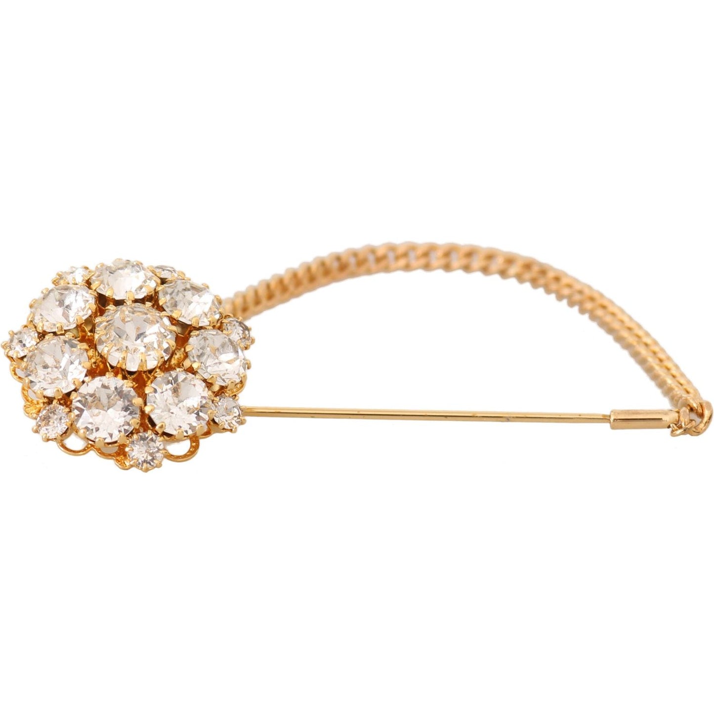 Dolce & Gabbana Exquisite Crystal-Embellished Gold Brooch Brooch Dolce & Gabbana