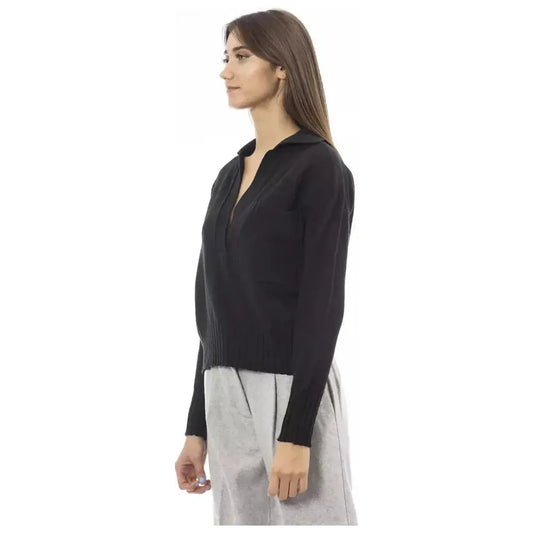 Alpha Studio Black Wool Women Sweater Alpha Studio