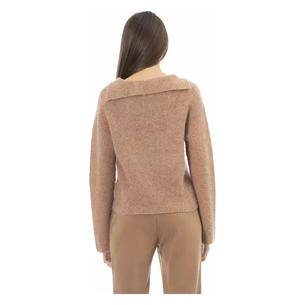 Alpha Studio Beige Merino Wool Women Sweater Alpha Studio