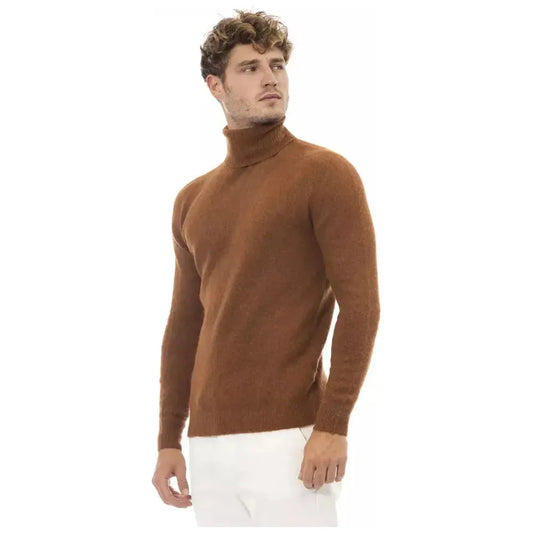 Alpha Studio Brown Alpaca Men Sweater Alpha Studio