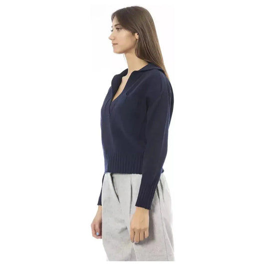 Alpha Studio Blue Wool Women Sweater Alpha Studio