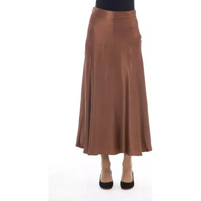 Alpha Studio Brown Viscose Women Skirt 1728,67345744032,Alpha Studio,Brown,Clothing,IT42|M,Long - Skirts - Clothing,New with tags,Skirts - Clothing,Skirts - Women - Clothing,Women,Women - Clothing