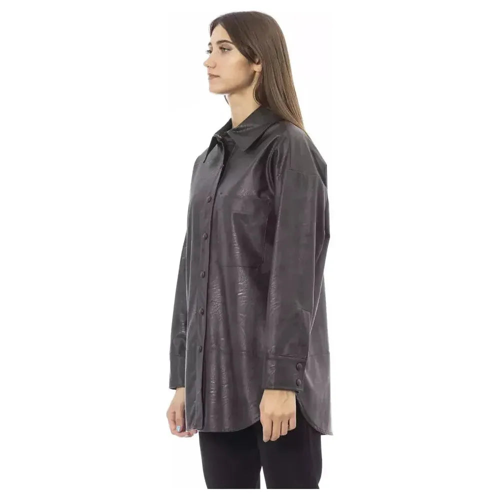 Alpha Studio Brown Polyethylene Women Shirt Alpha Studio