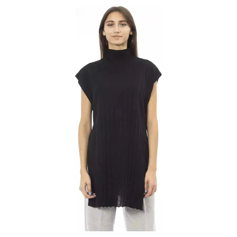 Alpha Studio Black Wool Women Turtleneck Sweater Alpha Studio