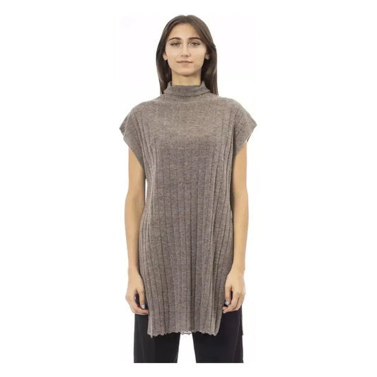 Alpha Studio Brown Wool Women Turtleneck Sweater Alpha Studio