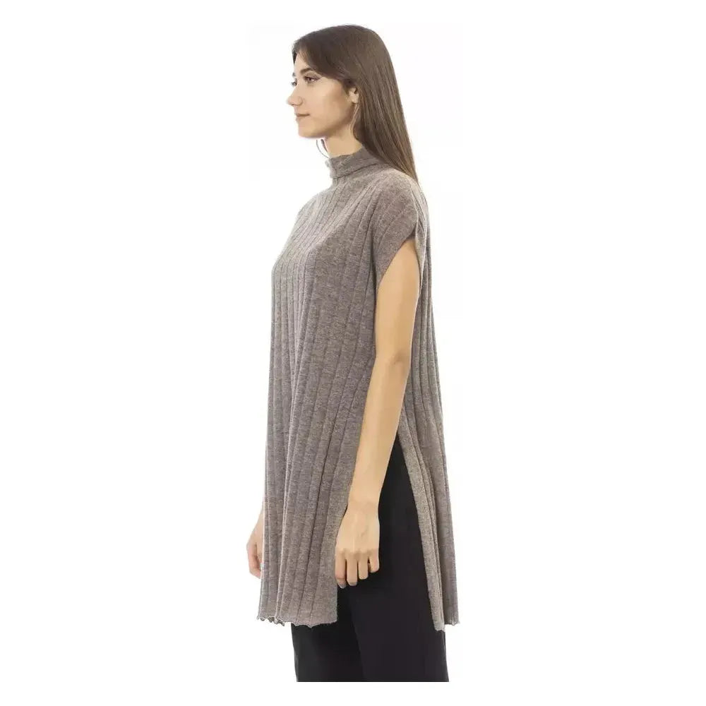 Alpha Studio Brown Wool Women Turtleneck Sweater Alpha Studio