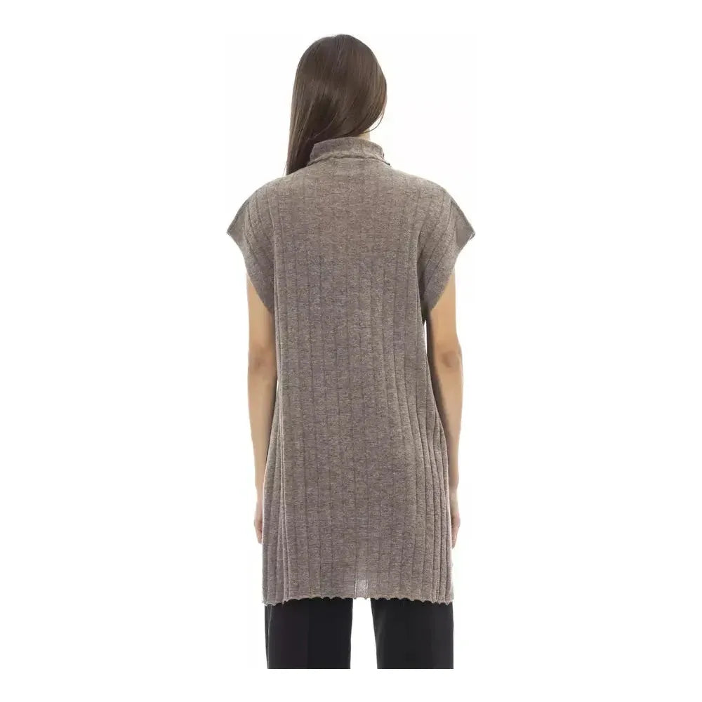 Alpha Studio Brown Wool Women Turtleneck Sweater Alpha Studio