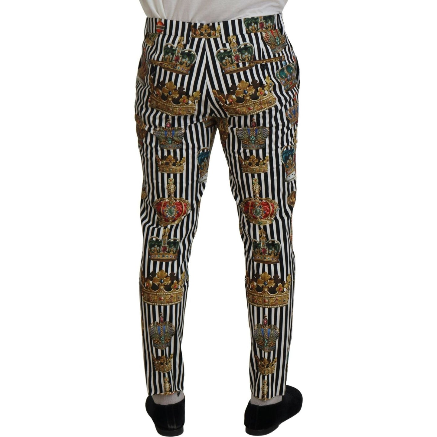 Dolce & Gabbana White Cotton Stretch Crown Trouser Pants