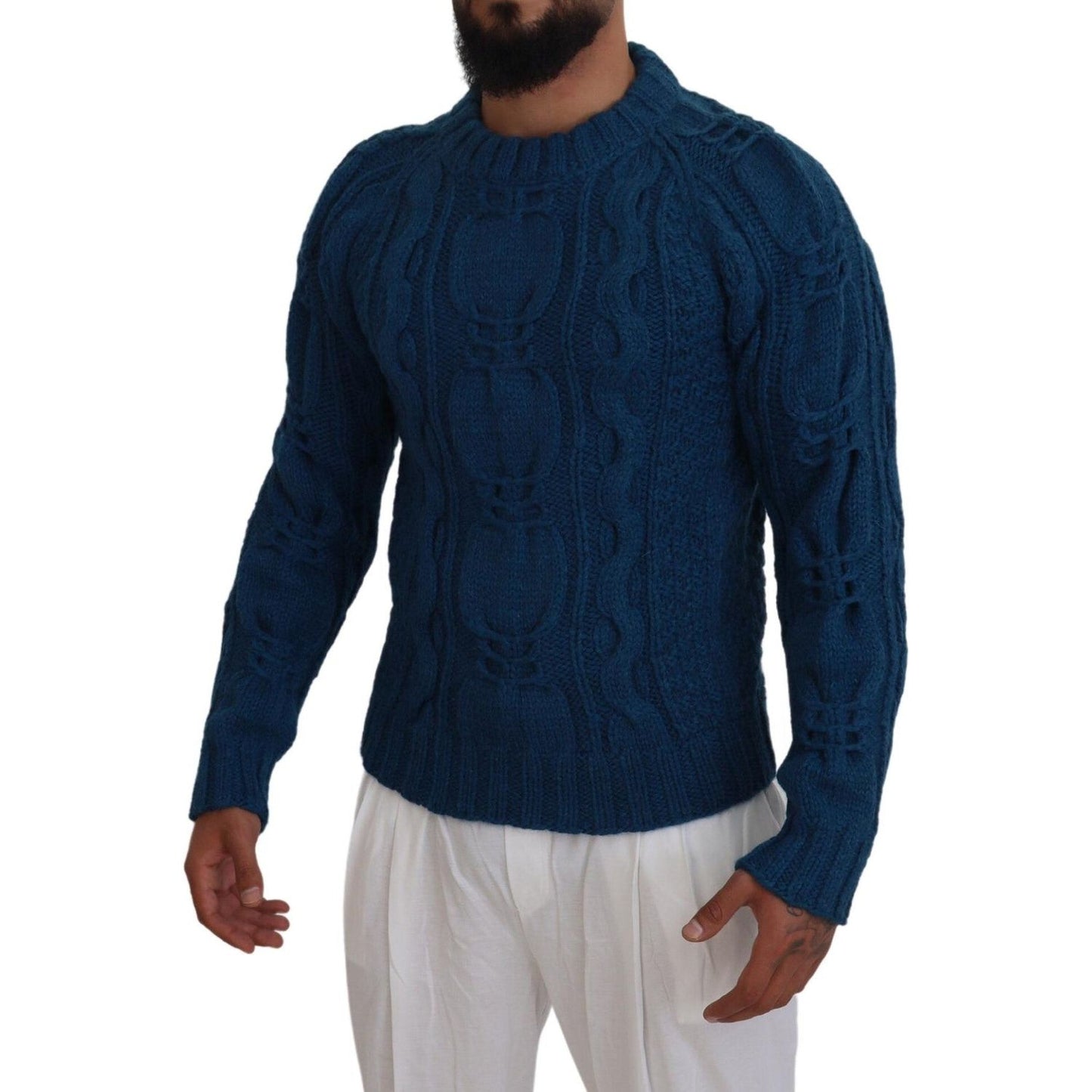 Dolce & Gabbana Elegant Blue Crewneck Sweater Dolce & Gabbana