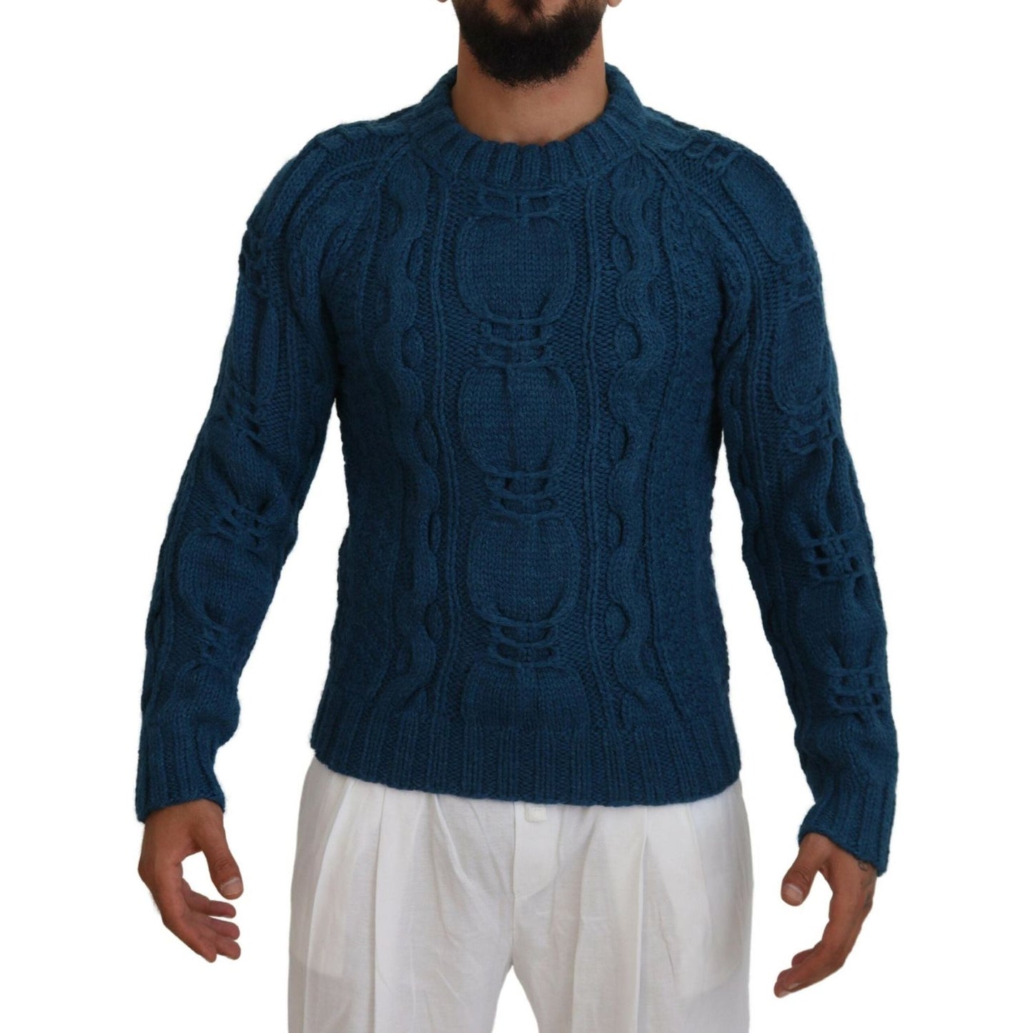 Dolce & Gabbana Elegant Blue Crewneck Sweater Dolce & Gabbana