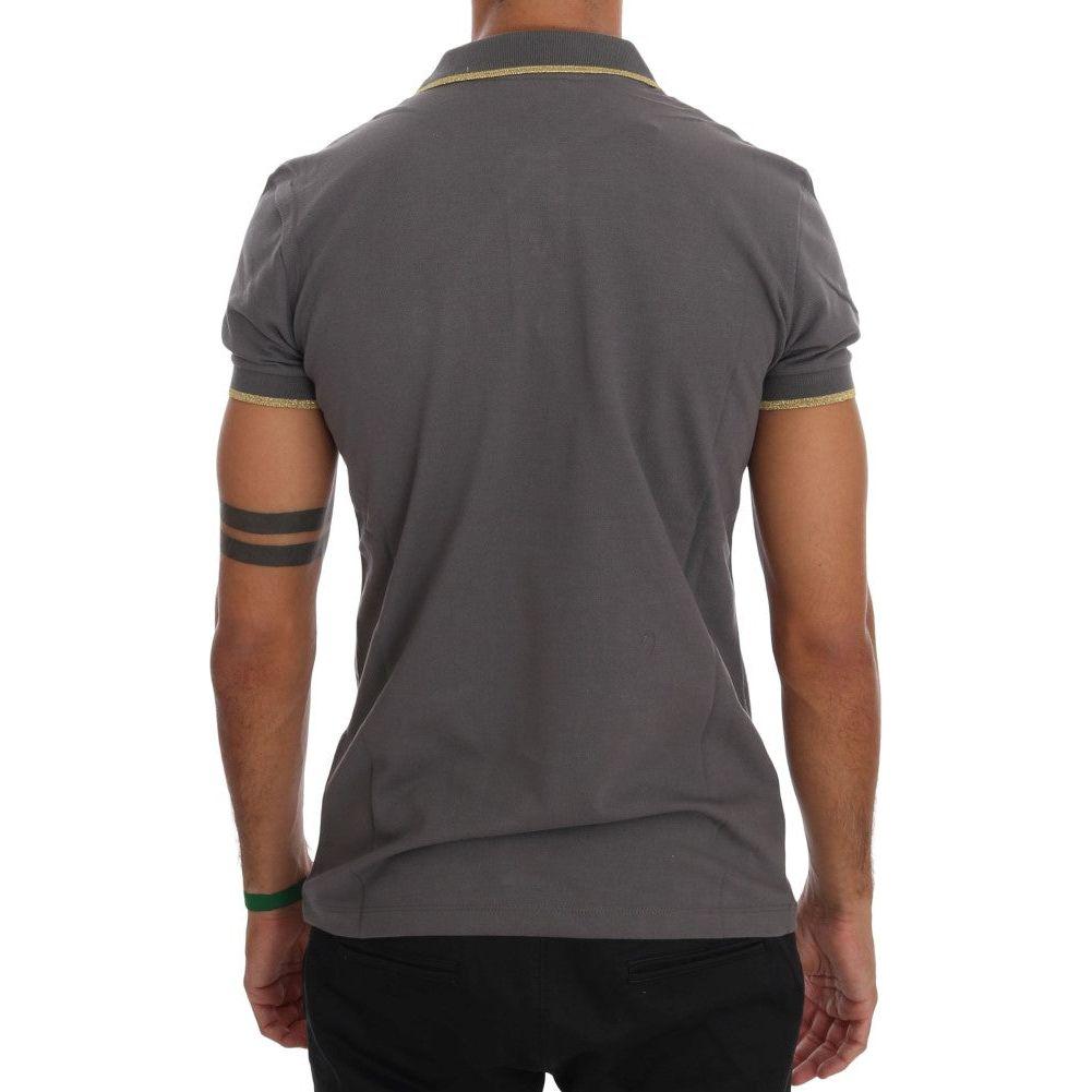 Roberto Cavalli Elegant Grey Cotton Polo Shirt Roberto Cavalli