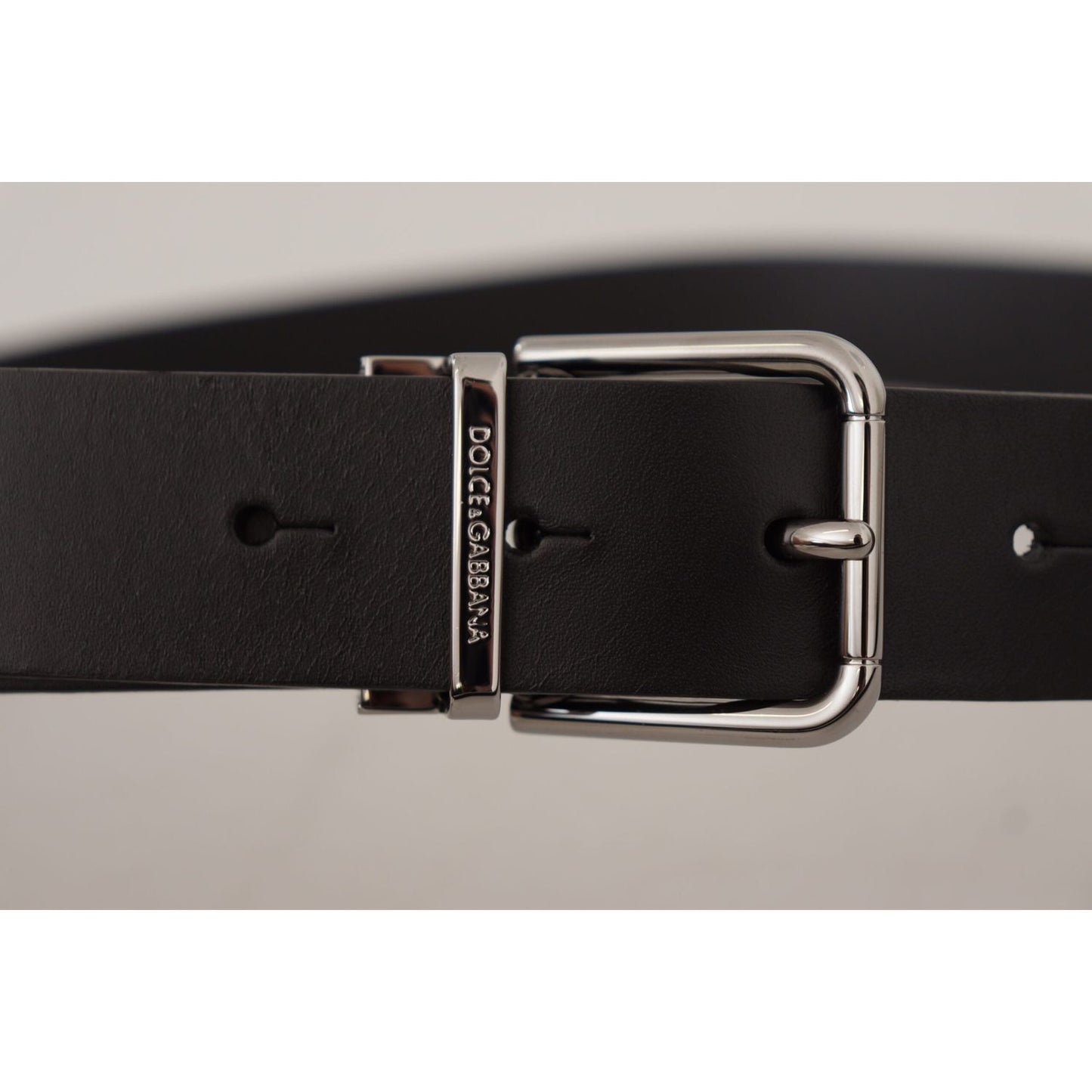 Dolce & Gabbana Elegant Black Leather Belt with Metal Buckle Dolce & Gabbana