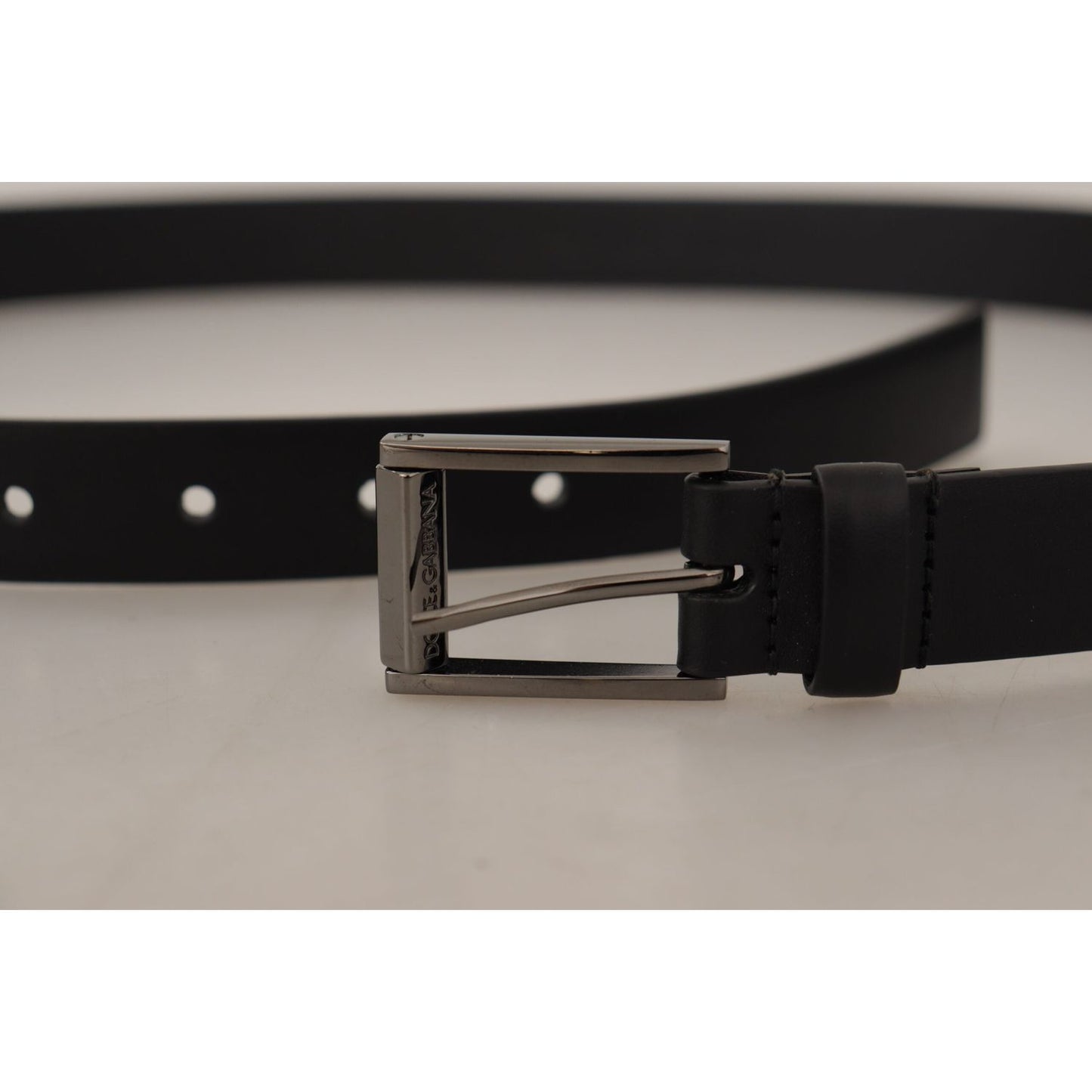 Dolce & Gabbana Elegant Black Leather Belt with Metal Buckle Dolce & Gabbana