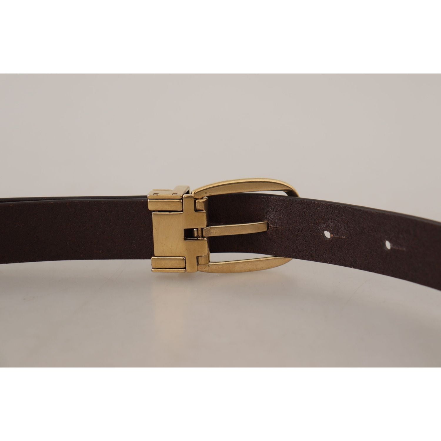 Dolce & Gabbana Dark Brown Calf Leather Gold Tone Metal Buckle