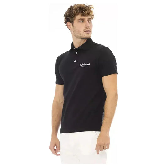 Baldinini Trend Black Cotton Men Polo Baldinini Trend