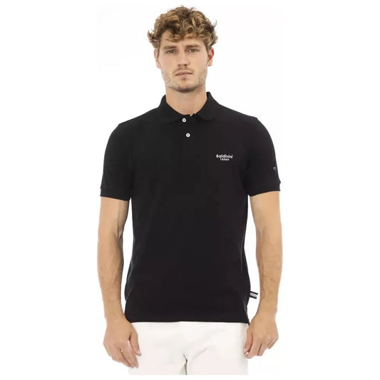 Baldinini Trend Black Cotton Men Polo Baldinini Trend