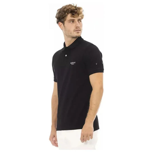 Baldinini Trend Black Cotton Men Polo Baldinini Trend