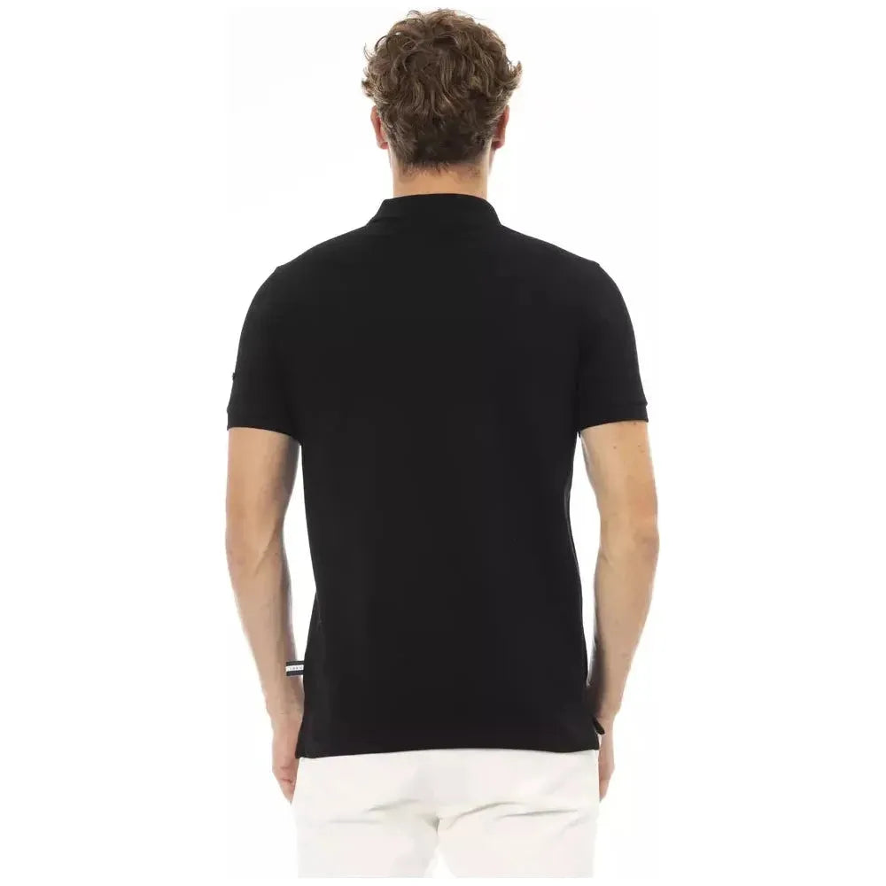 Baldinini Trend Black Cotton Men Polo Baldinini Trend