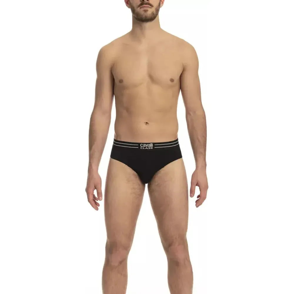 Cavalli Class Black Cotton Men Underwear Set Cavalli Class