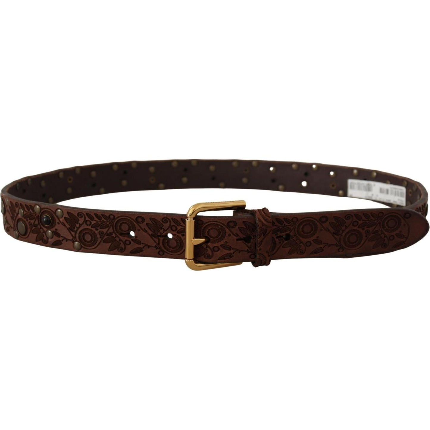 Dolce & Gabbana Elegant Leather Belt with Engraved Buckle Dolce & Gabbana