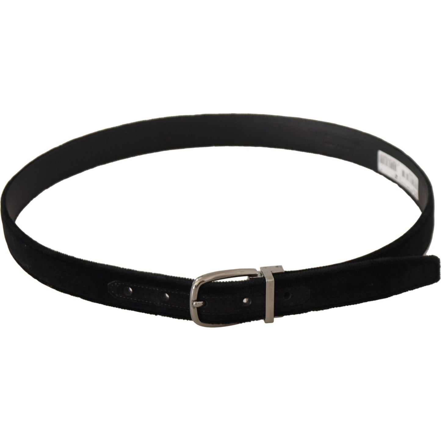 Dolce & Gabbana Elegant Black Velvet Engraved Buckle Belt Dolce & Gabbana