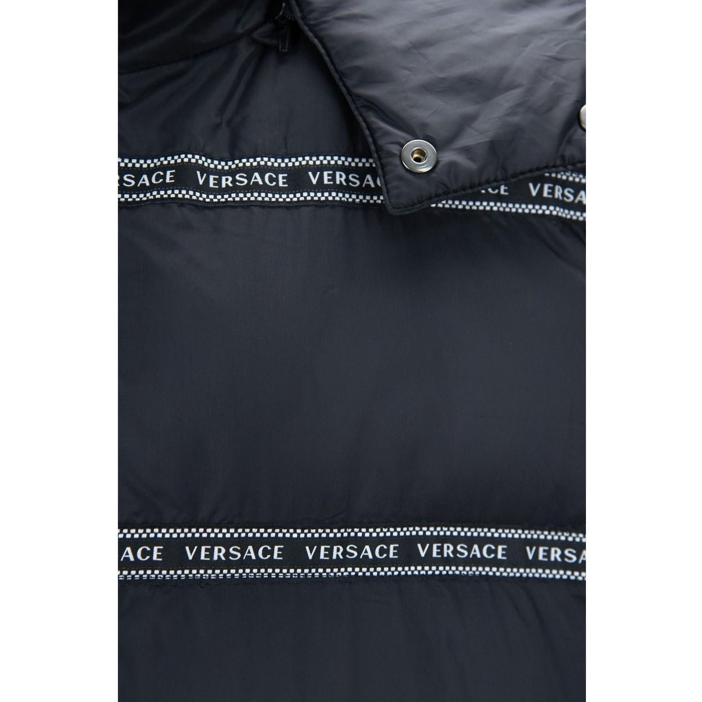 Versace Elegant Black Logo Band Vest with Detachable Hood Versace