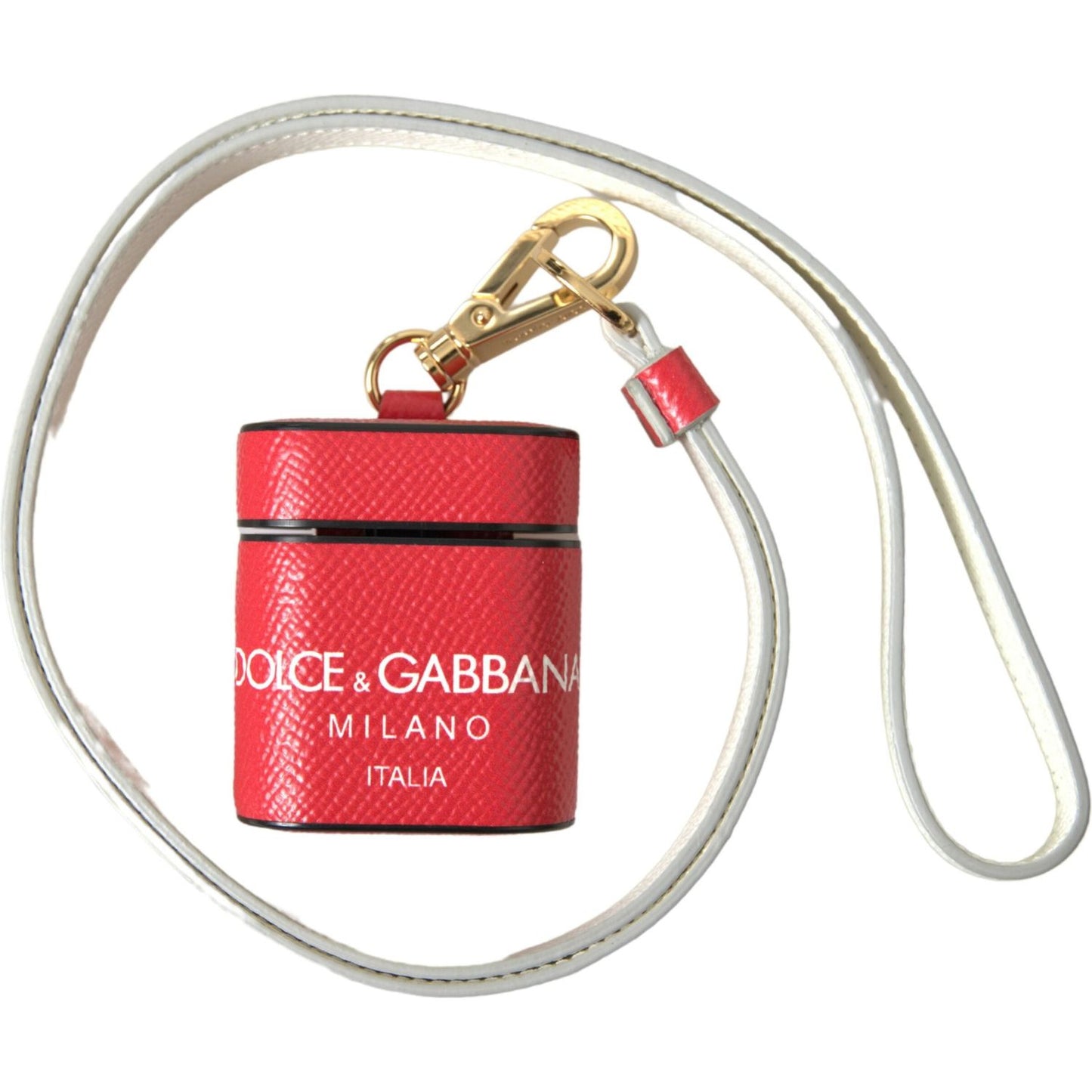 Dolce & Gabbana Elegant Red Calf Leather Airpods Case Dolce & Gabbana