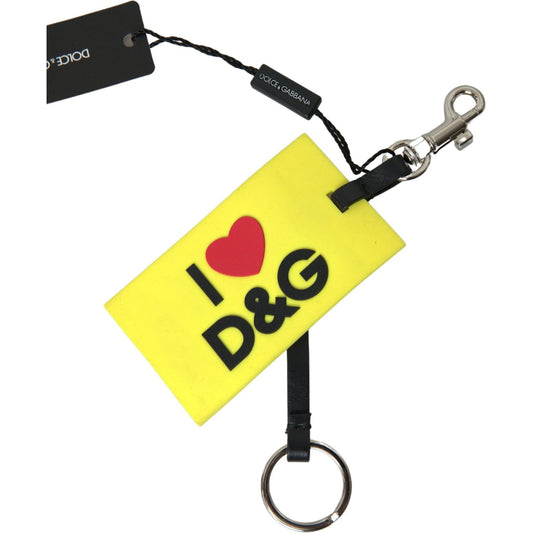 Dolce & Gabbana Chic Yellow Keyring with Logo Hardware Dolce & Gabbana