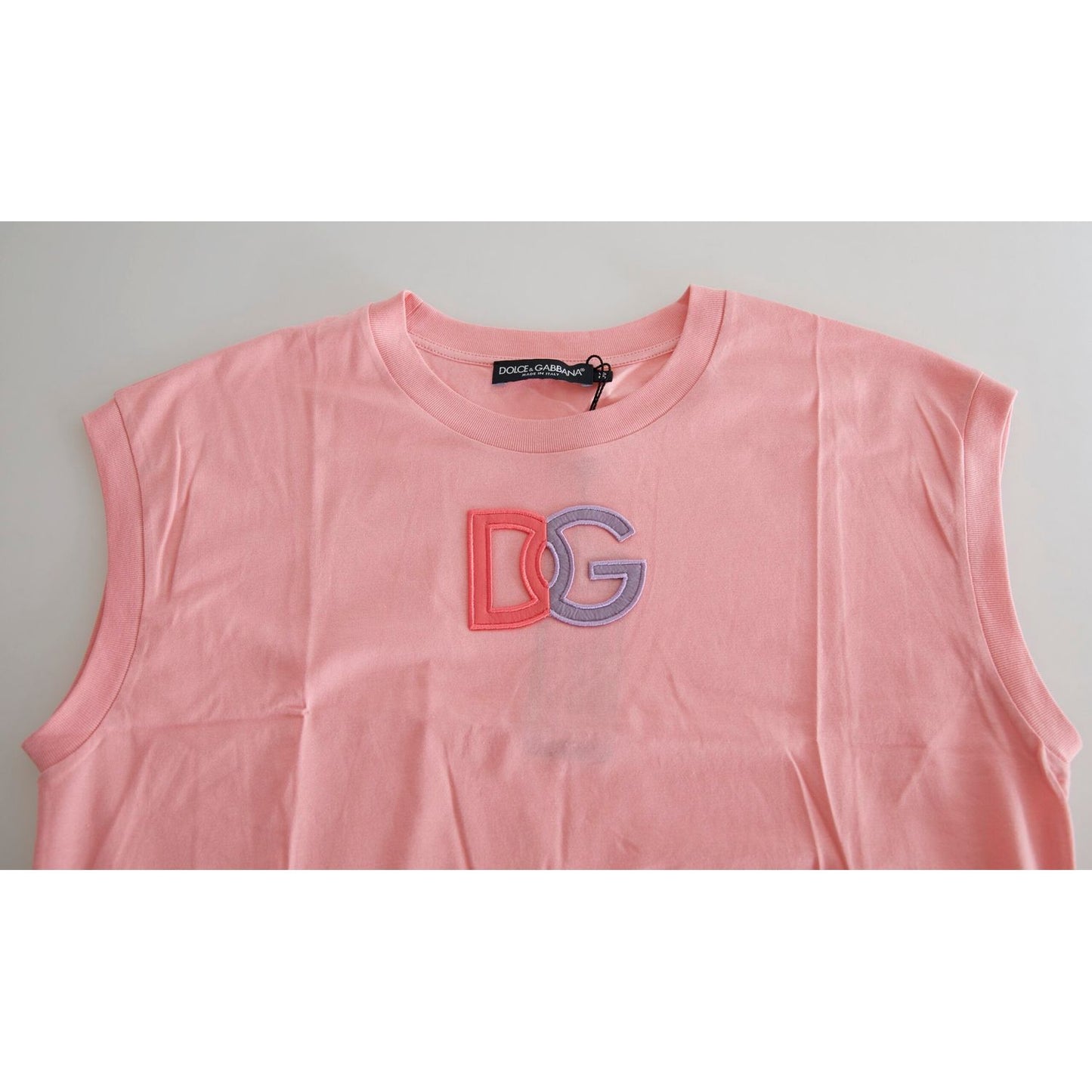 Dolce & Gabbana Elegant Pink Cotton Crew Neck Tank Top Dolce & Gabbana