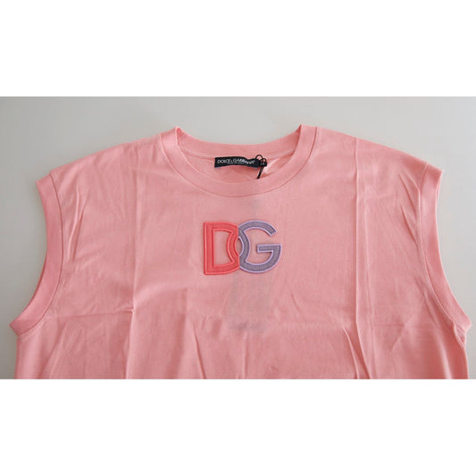 Dolce & Gabbana Elegant Pink Cotton Crew Neck Tank Top Dolce & Gabbana