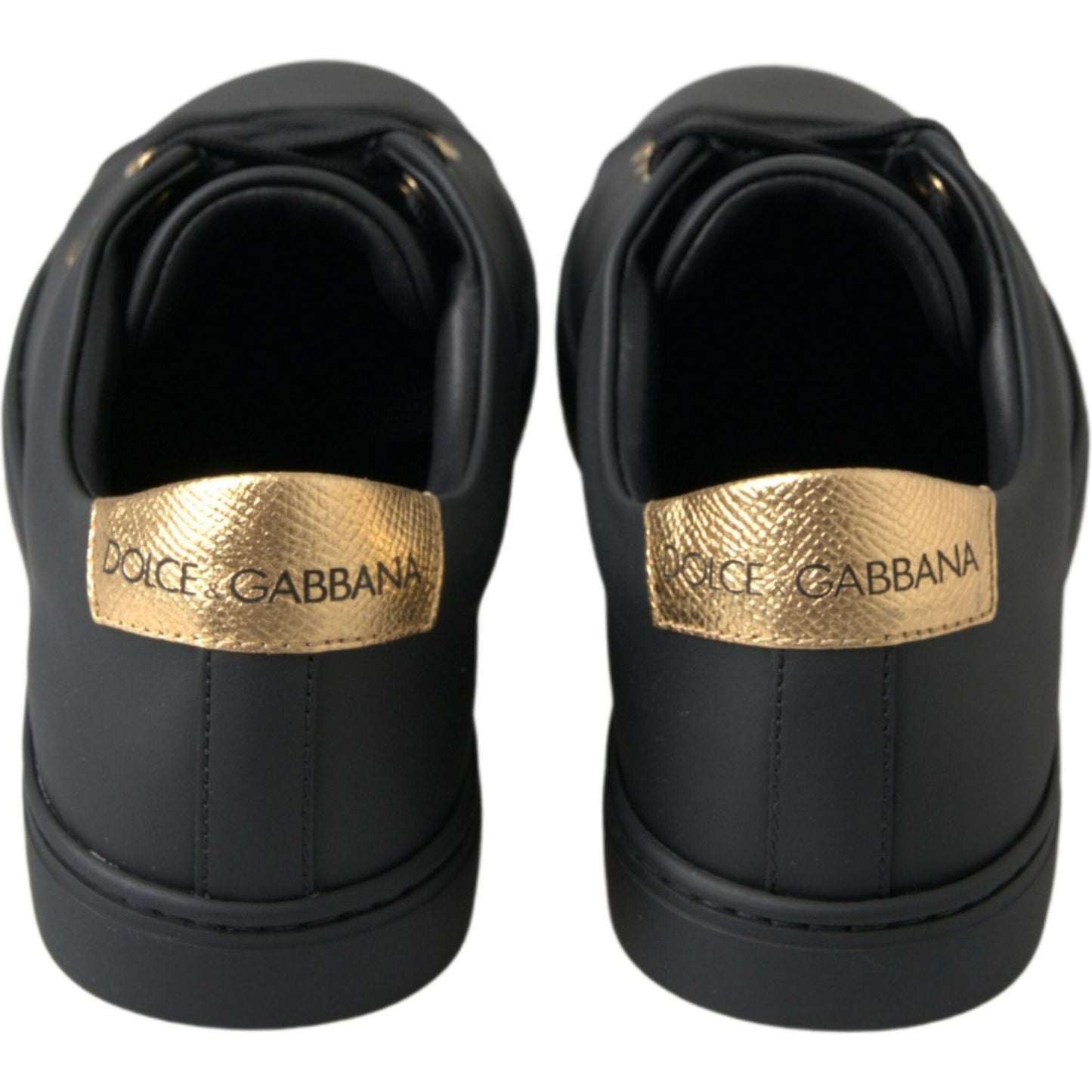 Dolce & Gabbana Black Gold Leather Classic Sneakers Dolce & Gabbana