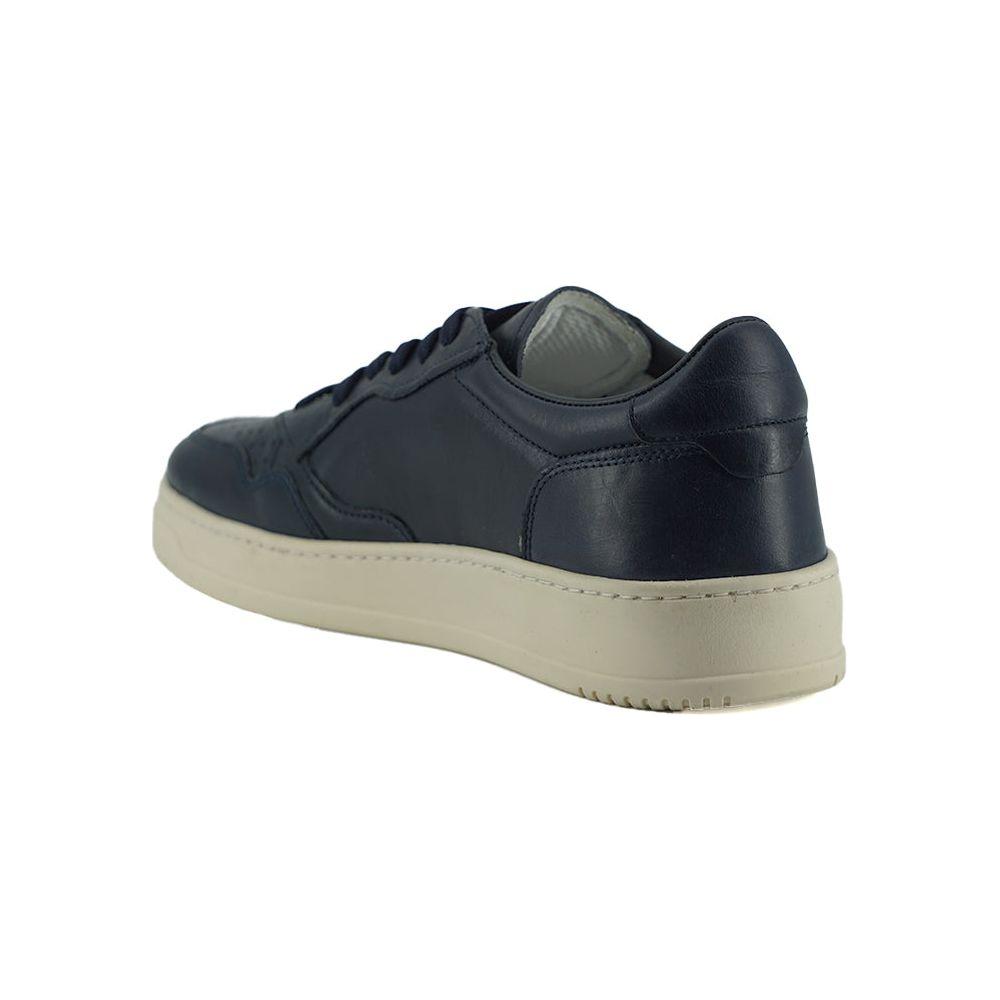 Saxone of Scotland Elegant Navy Blue Leather Sneakers Saxone of Scotland