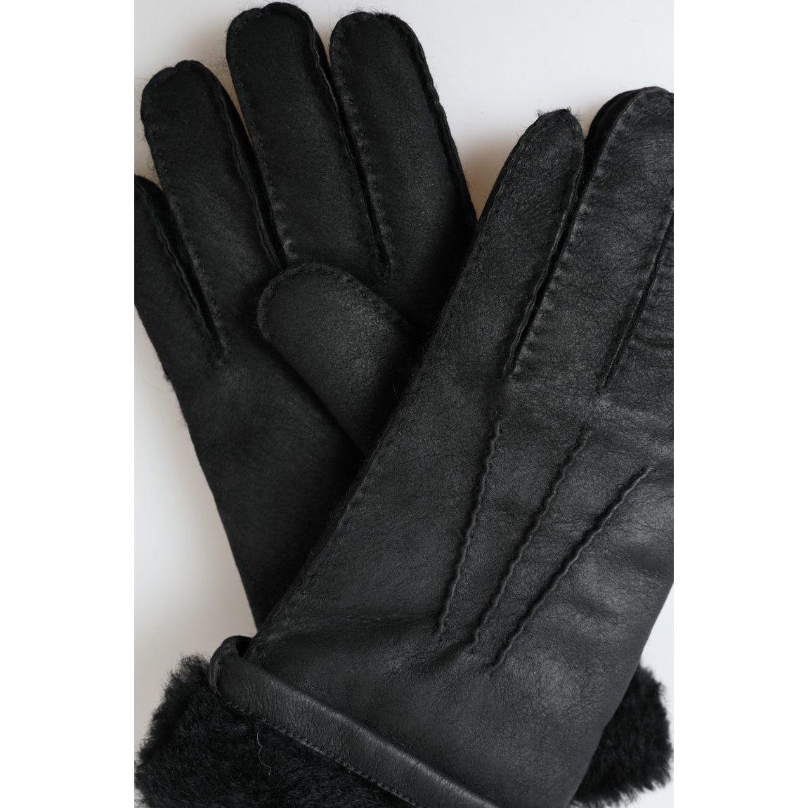 Dolce & Gabbana Elegant Black Leather Winter Gloves Dolce & Gabbana