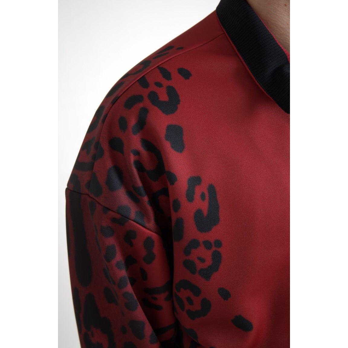 Dolce & Gabbana Red Leopard Print Bomber Jacket Dolce & Gabbana