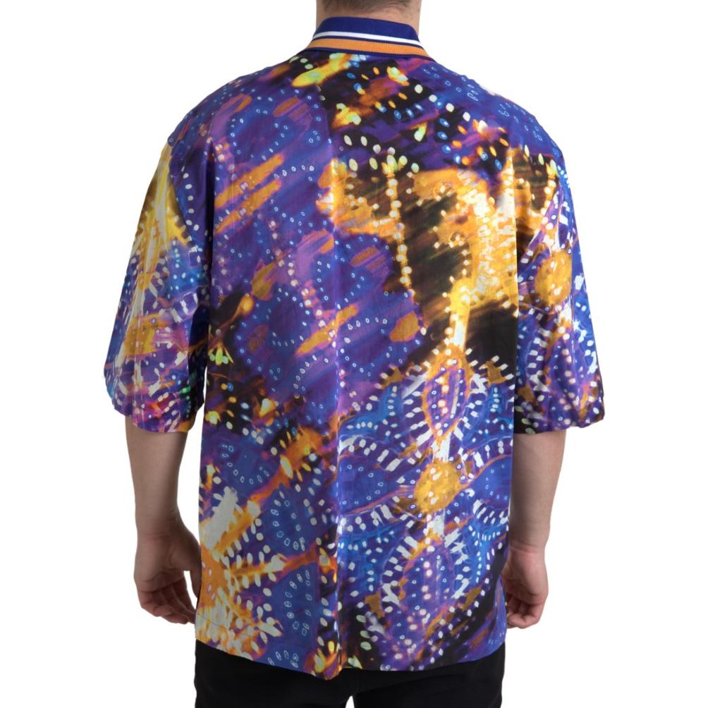 Dolce & Gabbana Luminaire Print Cotton Polo Top Men Shirt