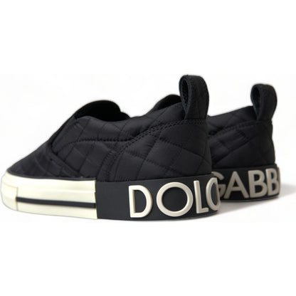 Dolce & Gabbana Black Quilted Slip On Low Top Sneakers Shoes