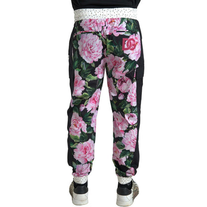 Dolce & Gabbana Multicolor Peony Joggers Cotton Men Pants