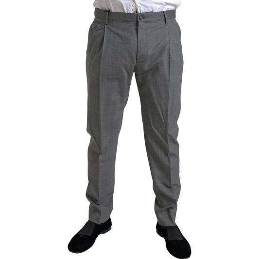 Elegant Skinny Wool Dress Pants in Grey