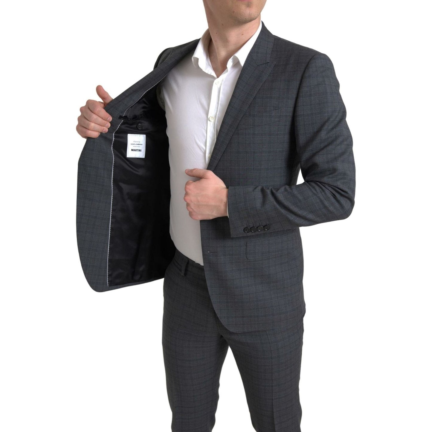 Dolce & Gabbana Elegant Grey Checkered Slim Fit Suit Dolce & Gabbana