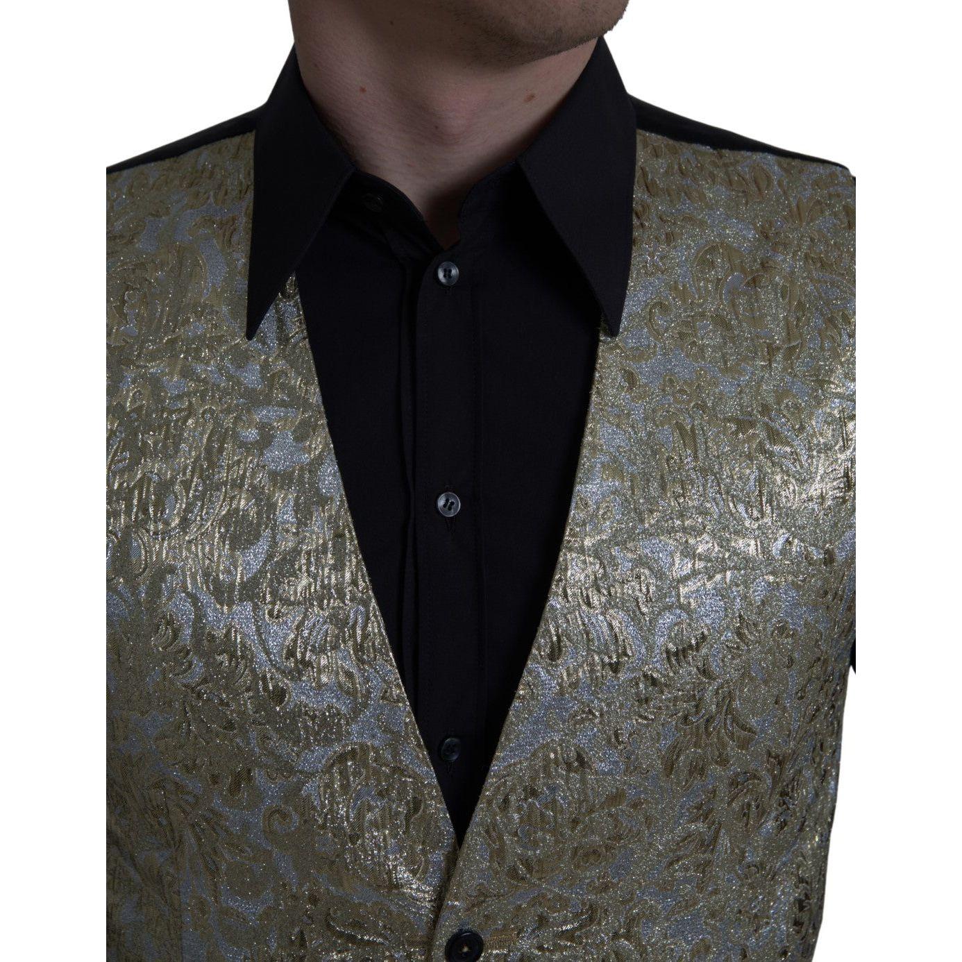 Dolce & Gabbana Elegant Gold Silk Formal Vest Dolce & Gabbana