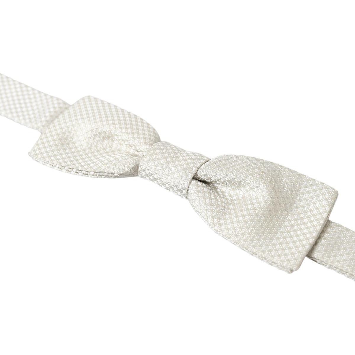 Dolce & Gabbana Elegant Ivory Silk Bow Tie Dolce & Gabbana