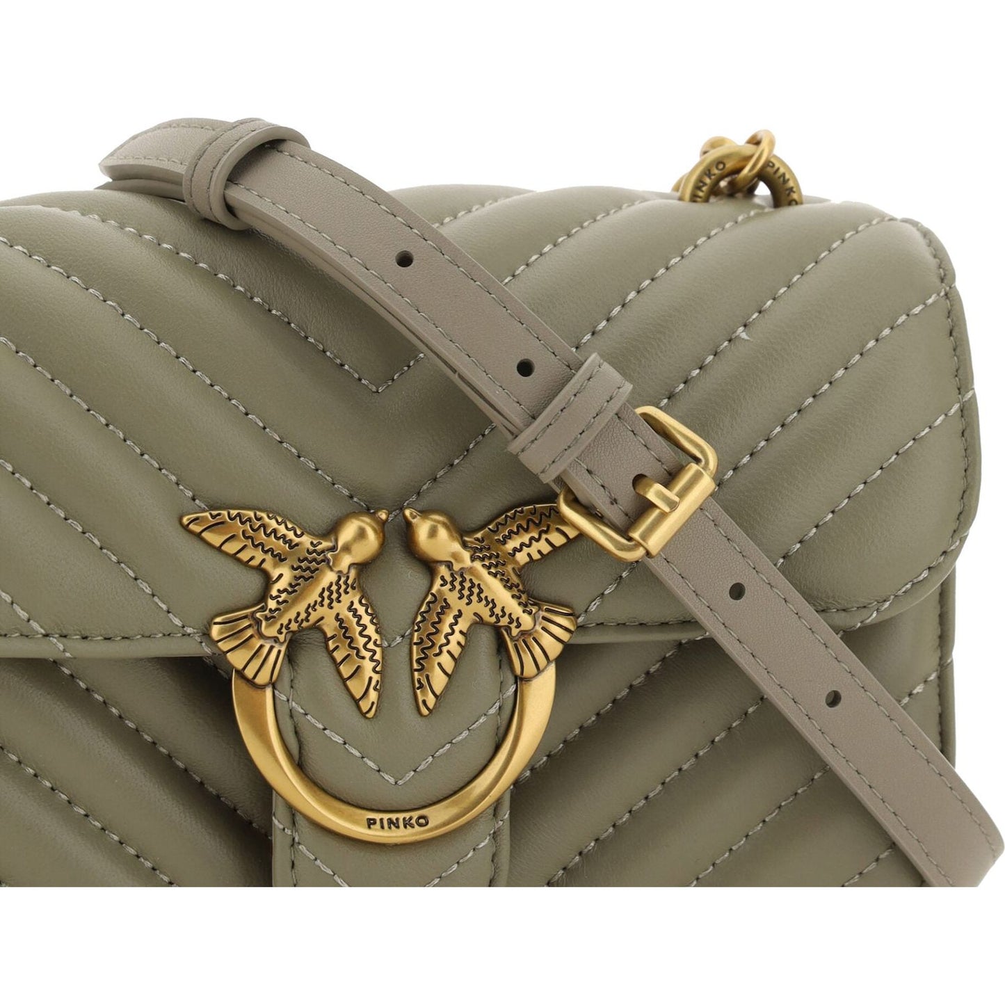 PINKO Chic Mini Love Bell Shoulder Bag in Noce Green PINKO