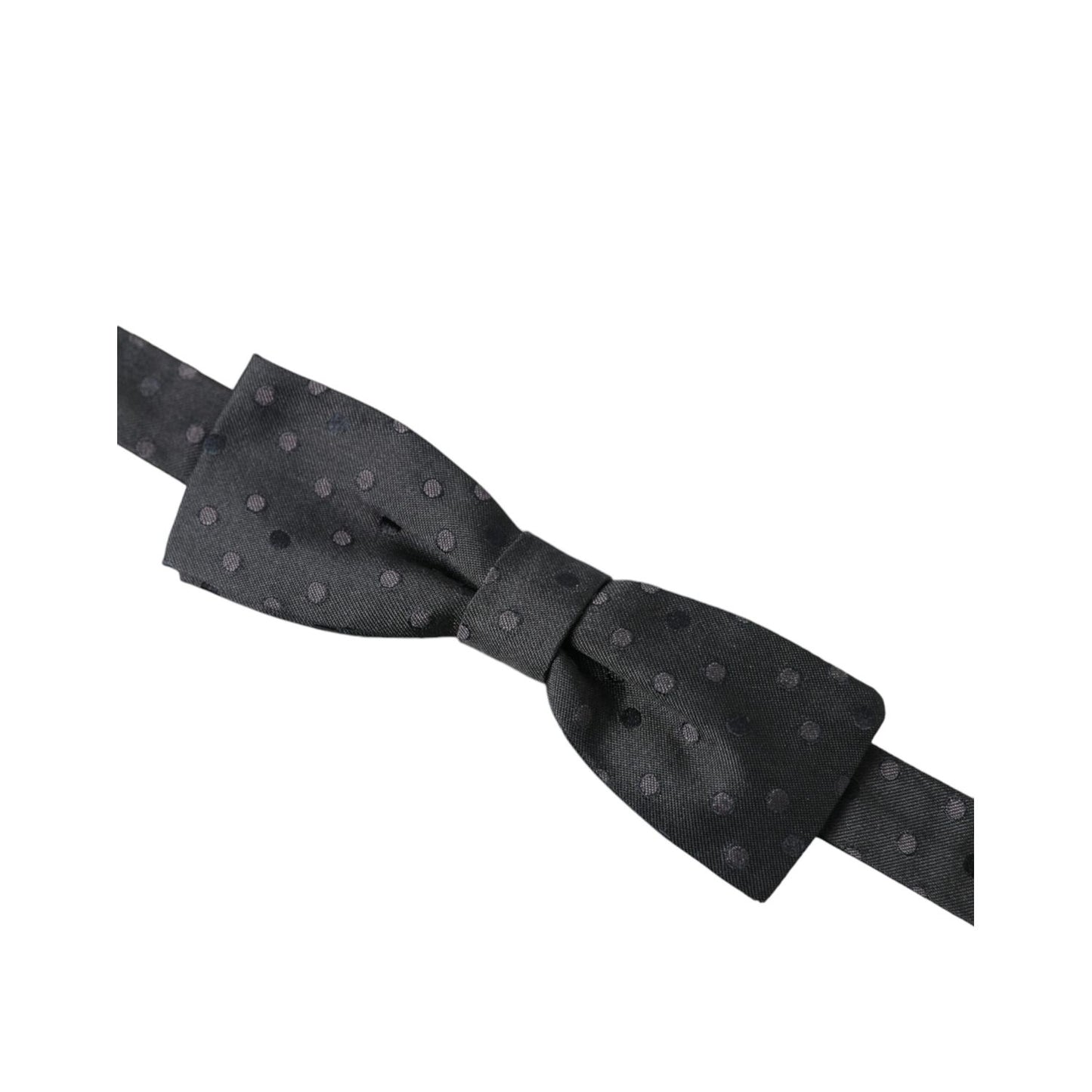 Dolce & Gabbana Gray Polka Dot Silk Adjustable Neck Men Papillon Bow Tie