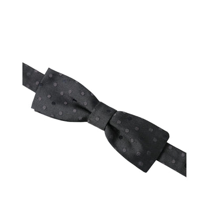 Dolce & Gabbana Gray Polka Dot Silk Adjustable Neck Men Papillon Bow Tie